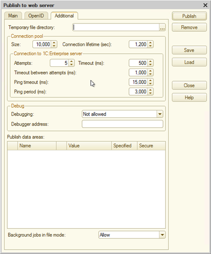 Fig. 68. Auxiliary parameters of the publication on the web server